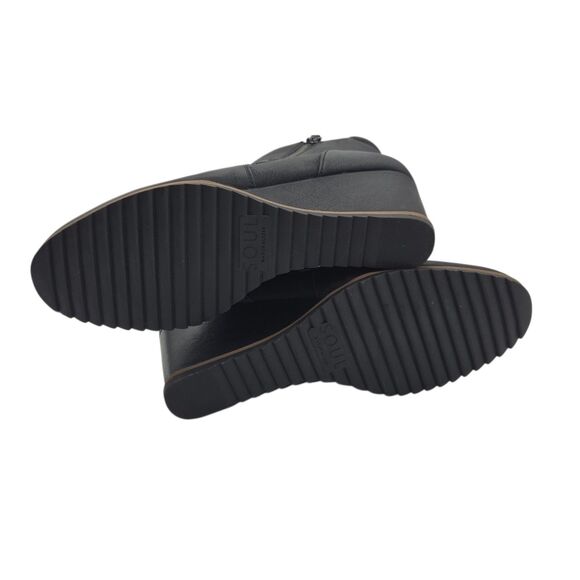 Soul Naturalizer Haley Women 9.5M Black Wedge Ankle Booties Zip Nubuck Style NEW - Picture 7 of 15